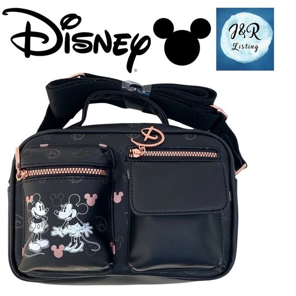 Disney Handbags - Disney Womens Black Disney Mickey & Minnie Mouse 2 In 1 Crossbody Bag One Size